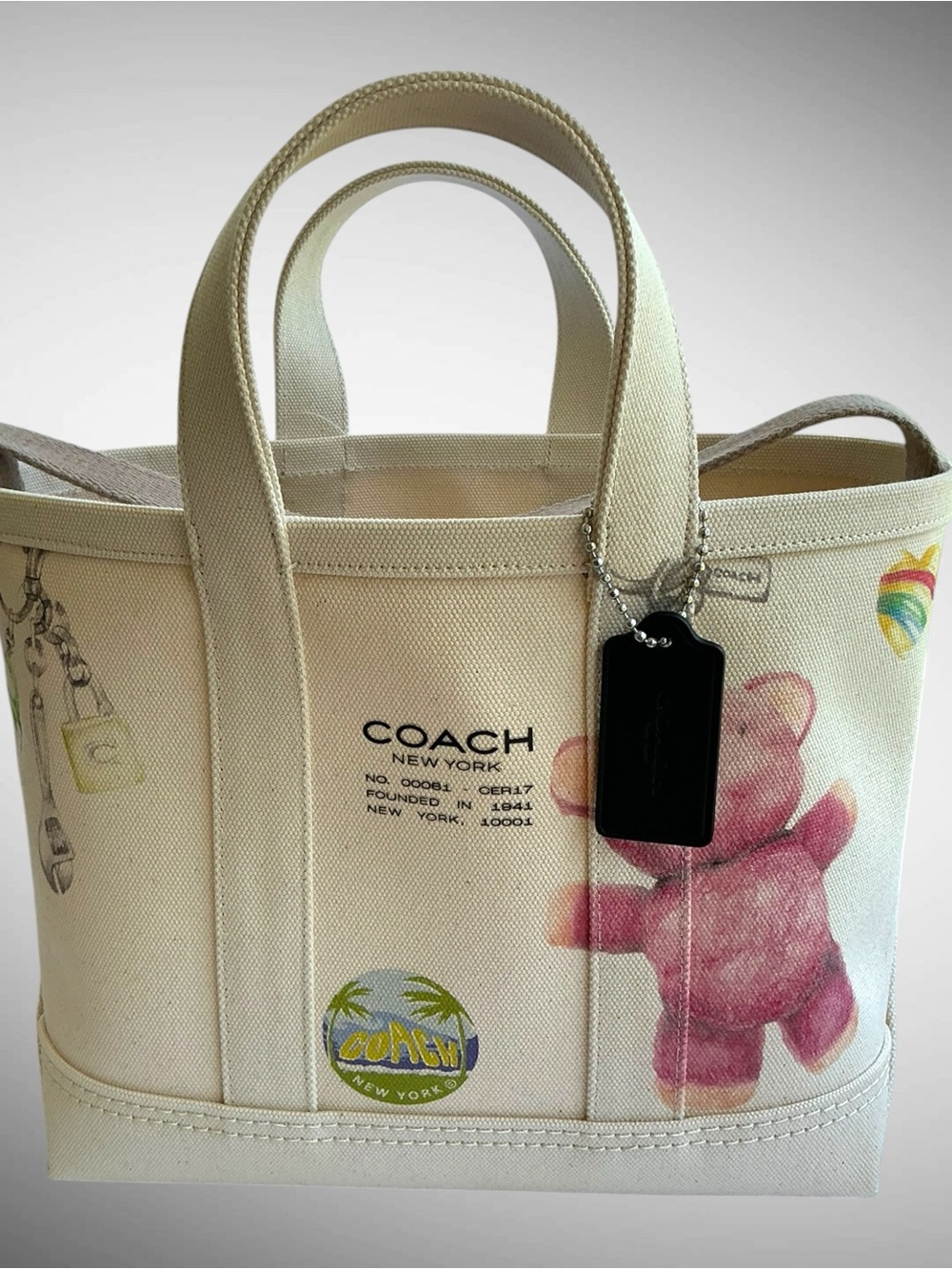 Coach Tote 27 Sketch Print Canvas Crossbody Utility Bear CER17 NWT